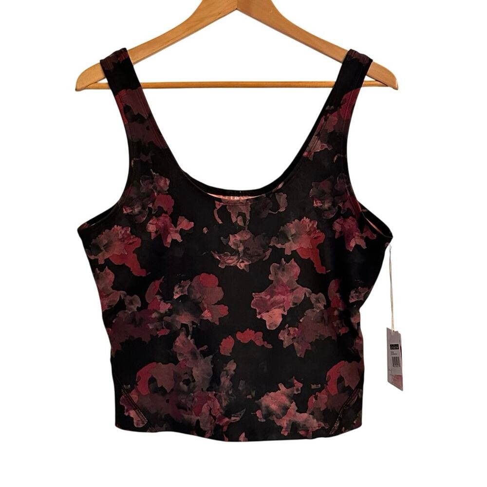 NWT Jessica Simpson Active Dark Floral Sport Tank Top Size XL  Cropped Workout